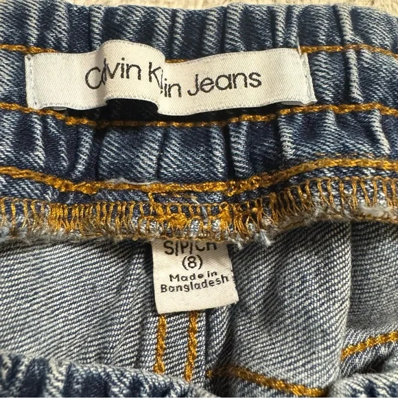 Calvin Klein Boys' Slim Straight Stretch Drawstring Denim Jeans Sz 8 - Picture 5 of 8